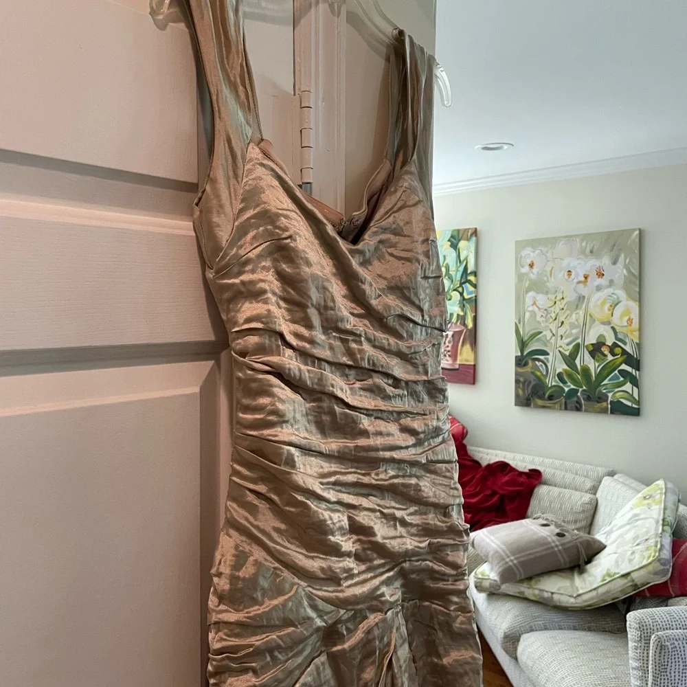 Nicole miller Elegant Gold Evening Gown this dress is stunning 😍🤩 🔥 - Picture 5 of 9